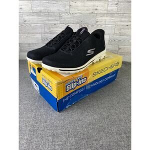 SKECHERS GOWALK TRAVEL Black St Tropex Washable Slip-On Sneakers Women 9.5 New